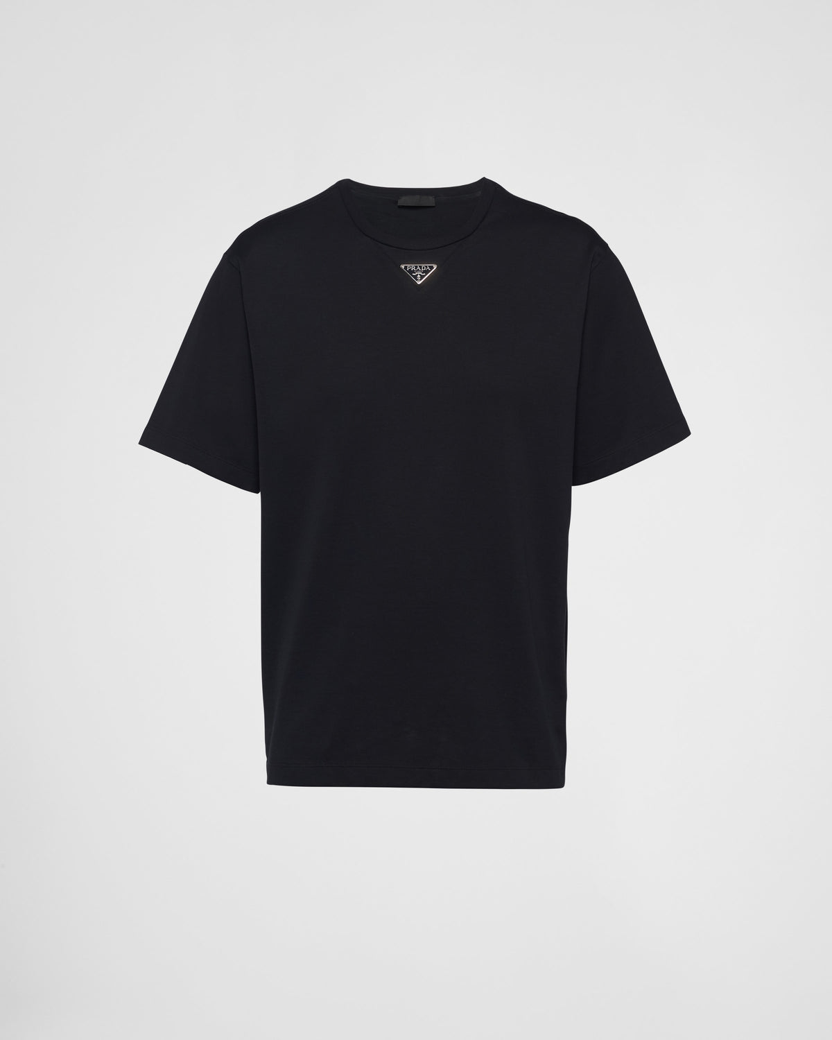 T-shirt en coton à logo triangulaire central de Prada
