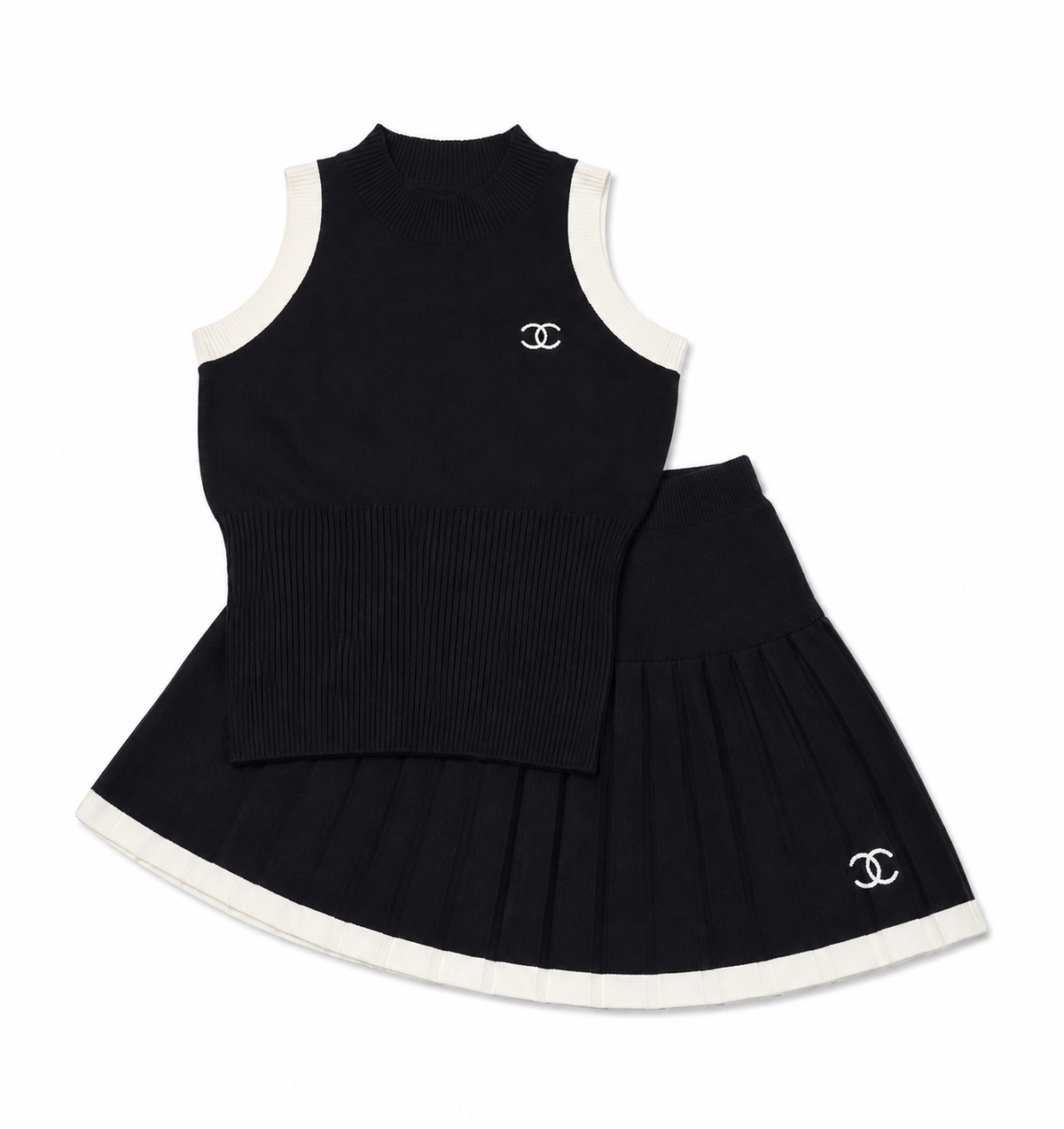 L'ensemble de tennis Chanel en maille bicolore