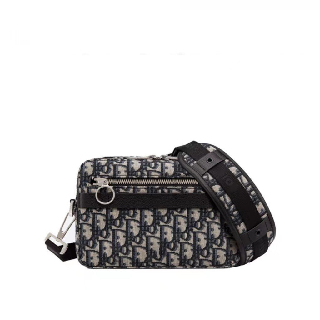 New Men's Postman Carrying Double Zipper Camera Bag Vintage Canvas Jacquard Embroidered Shoulder Bag Crossbody Bag