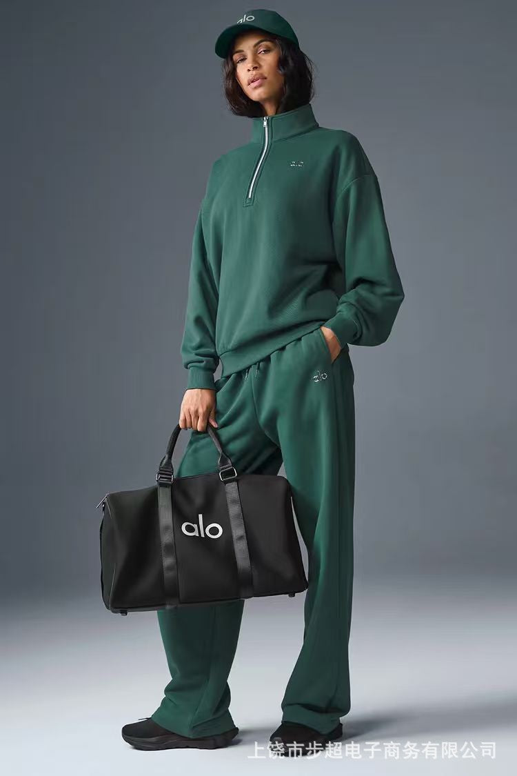 2025 ALO stand-up collar sports sweatshirt women's fall and winter fitness yoga clothes long-sleeved tops are versatile and half-zippered
