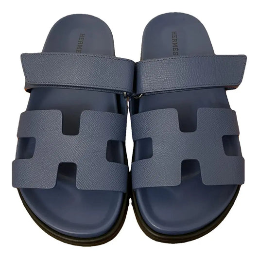 sandales Chypre d'Hermès veau Epsom Bleu Jean