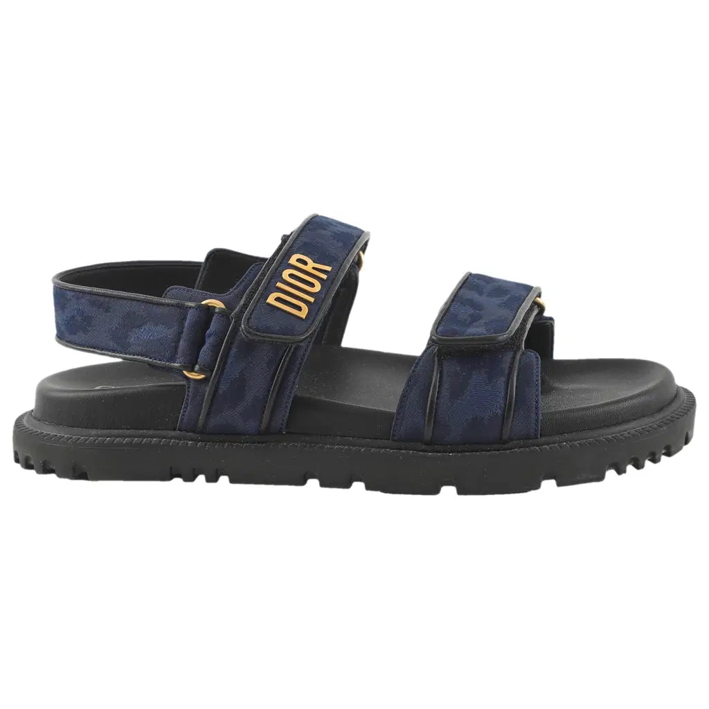 Dioract Slide Bleu marine à motif léopard