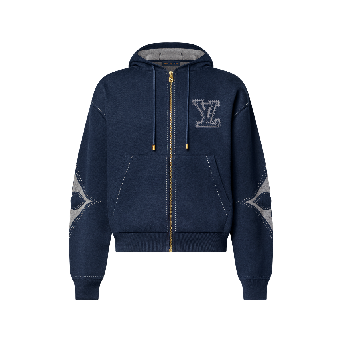 Sweat zippé à capuche à motif intarsia en coton de Louis Vuitton
