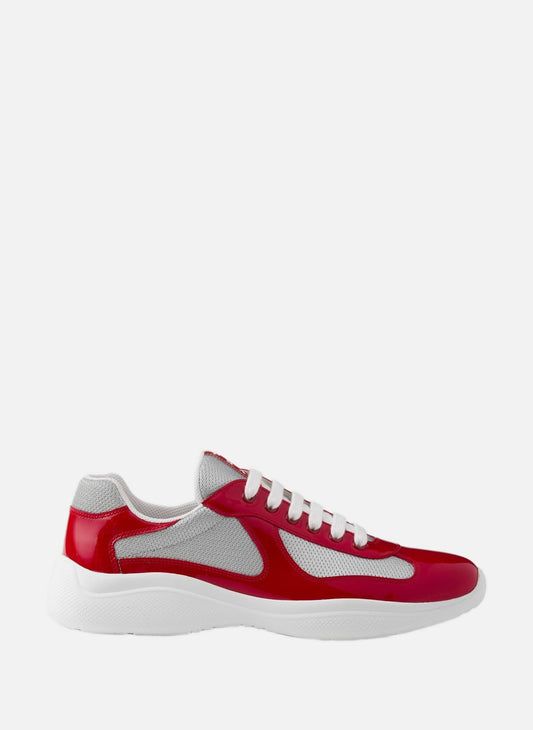 Prada America's Cup en cuir verni et tissu technique Rosso/Silver