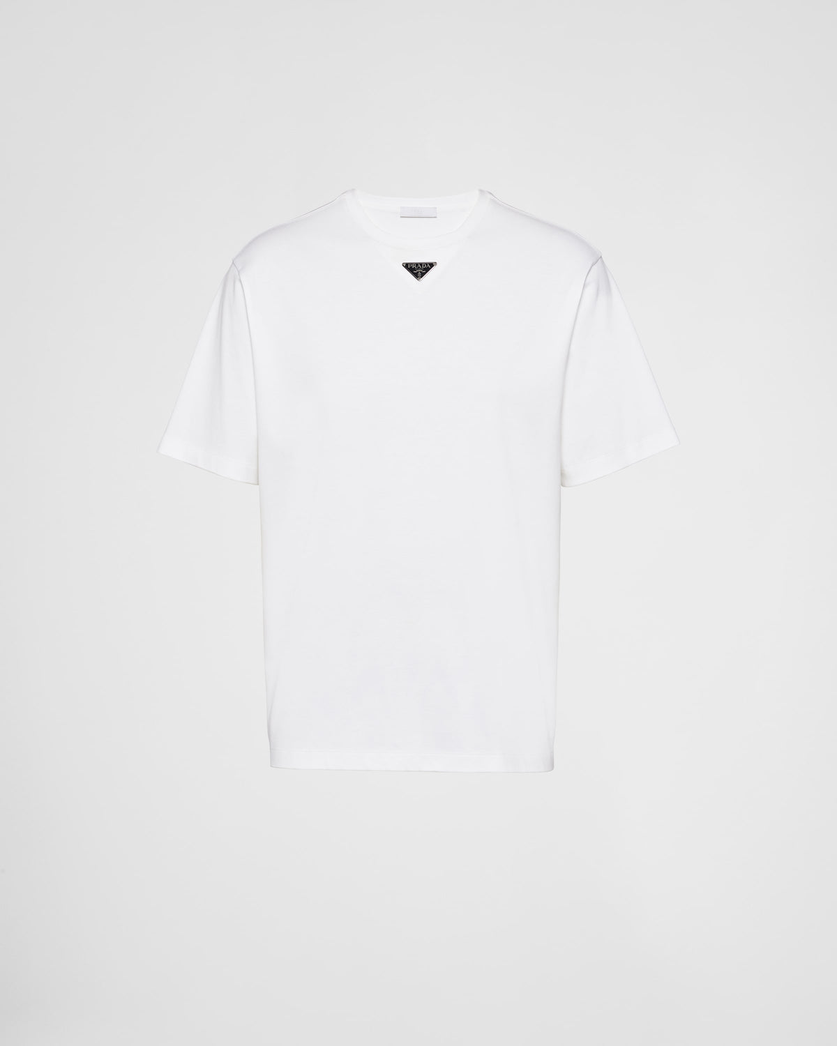 T-shirt en coton à logo triangulaire central de Prada