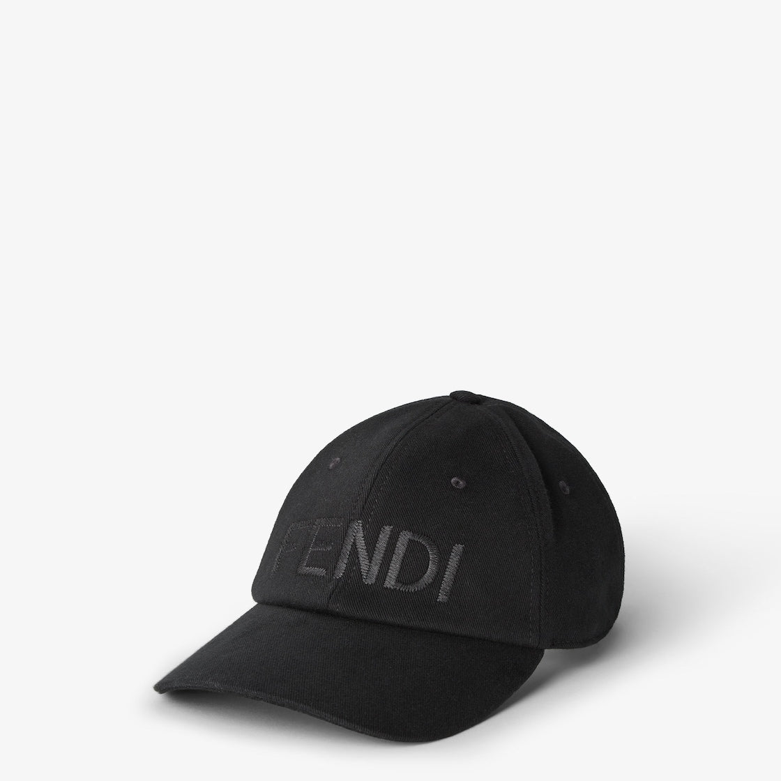 casquette de baseball Fendi en toile de coton noir avec inscription brodée
