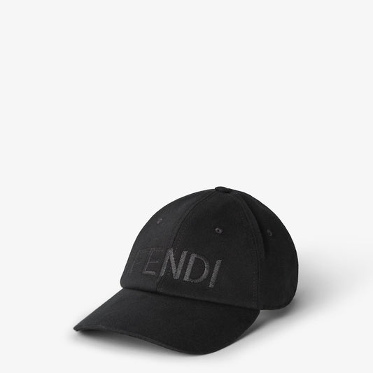 casquette de baseball Fendi en toile de coton noir avec inscription brodée