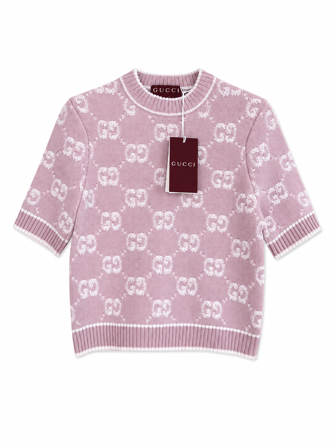 pull à manches courtes en jacquard de laine bouclée GG de Gucci