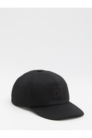 casquette de baseball Fendi noire en coton avec broderie logo FF
