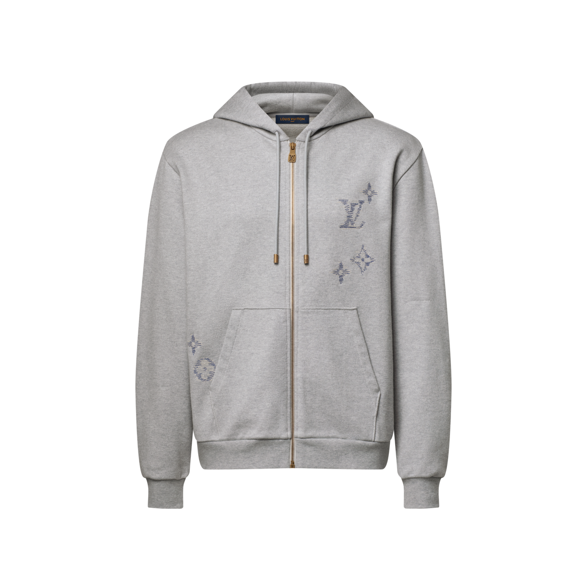 Sweat zippé à capuche à signature brodée de Louis Vuitton