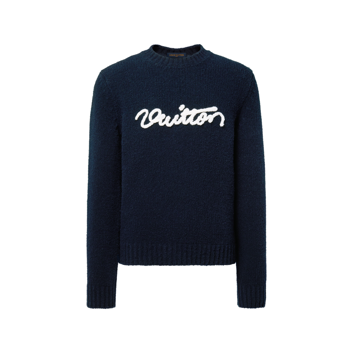 Pull à manches longues et col rond à signature brodée de Louis Vuitton