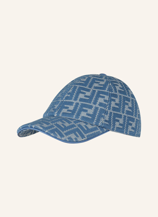 casquette de baseball Fendi en denim bleu à motif jacquard FF