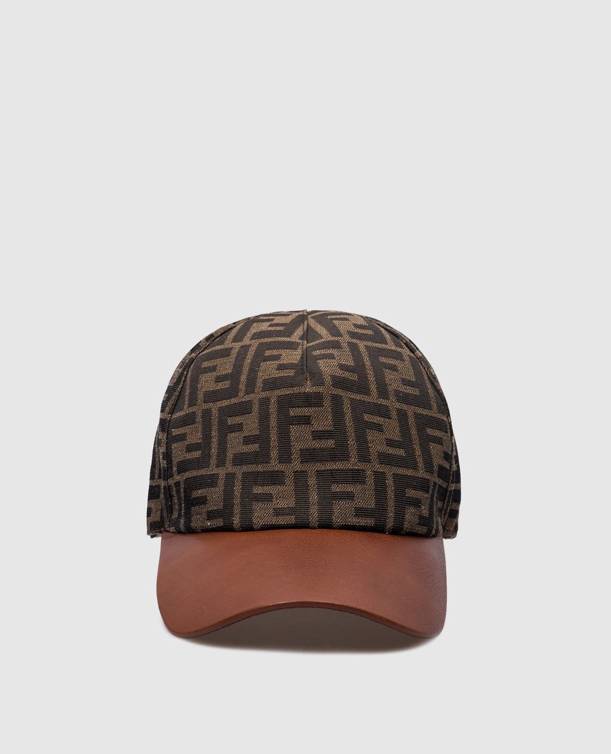 casquette de baseball Fendi en tissu jacquard FF avec visière en cuir