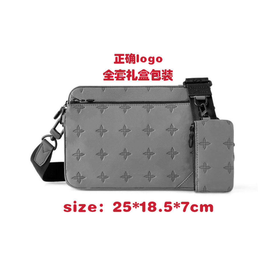 New men's bag, black samurai 3-in-1 bag, shoulder bag, versatile crossbody bag, classic old flower bag, camera bag