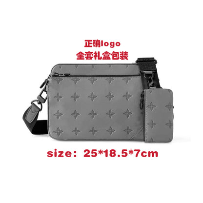 New men's bag, black samurai 3-in-1 bag, shoulder bag, versatile crossbody bag, classic old flower bag, camera bag