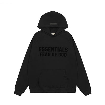 American flocked heavy hooded sweatshirt men's plush couple style winter trendy brand loose hoodie jacket for men and women