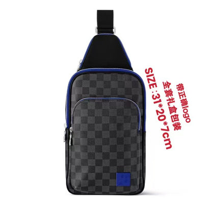 New Men's Chest Bag, Classic Plaid Bag, Shoulder Bag, Crossbody Bag, Fashion Chest Bag, Trend Men's Bag, Large Capacity Chest Bag