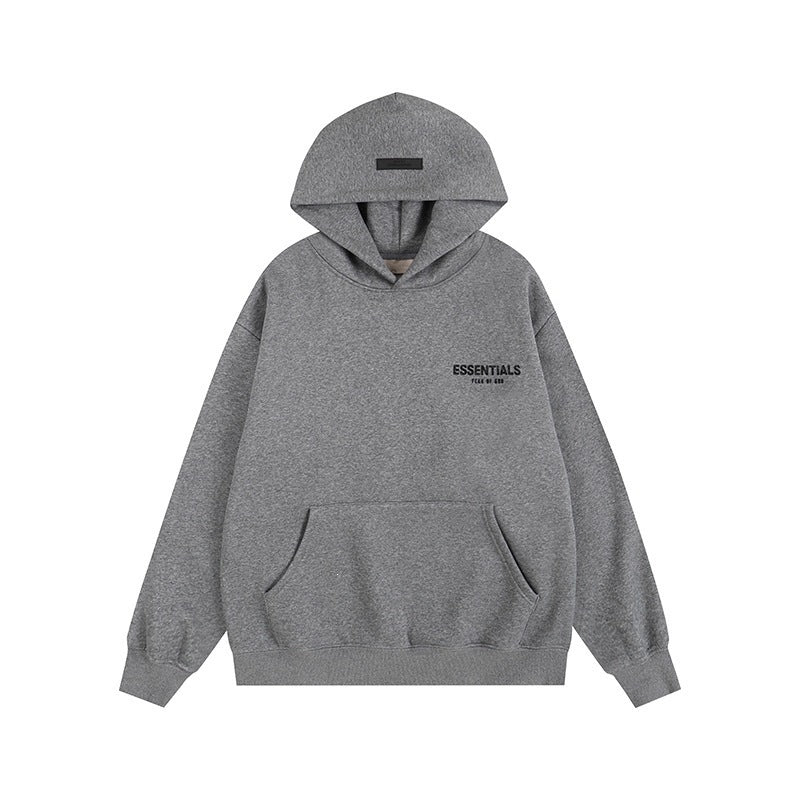 American flocked heavy hooded sweatshirt men's plush couple style winter trendy brand loose hoodie jacket for men and women