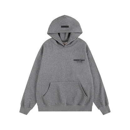 American flocked heavy hooded sweatshirt men's plush couple style winter trendy brand loose hoodie jacket for men and women