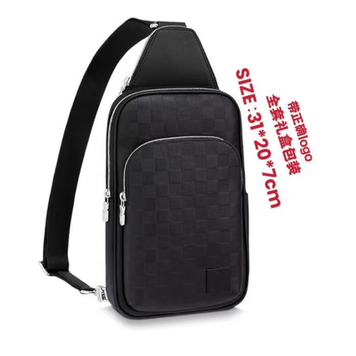 New Men's Chest Bag, Classic Plaid Bag, Shoulder Bag, Crossbody Bag, Fashion Chest Bag, Trend Men's Bag, Large Capacity Chest Bag