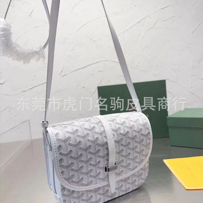 Saddle bag, dogtooth small bag, messenger bag, street fashion, versatile, single-buckle canvas print, unisex bag