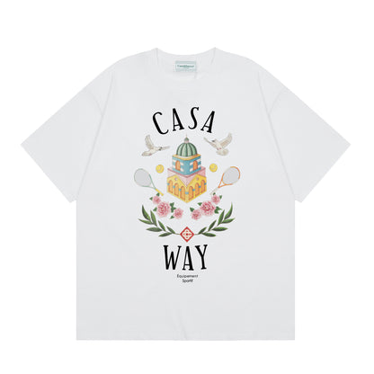 New Casa Casablanca Short Sleeve Correct Edition Ins European and American Niche Trendy Brand Cotton Casual High Street European and American T-shirt