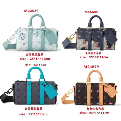 New Keepall-25cm Pillow Bag Embossed Shoulder Bag Roller Bag Cylinder Bag Fashion Crossbody Bag Couple Bag