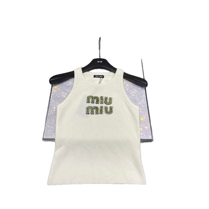 25 Cruise New Heavy Industry Letter Nail Drill Thread Slim Fit Knit Vest