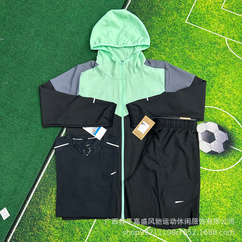Wholesale shorts men's breathable woven sports cropped pants sports student track and field training running fitness quick-drying suit men