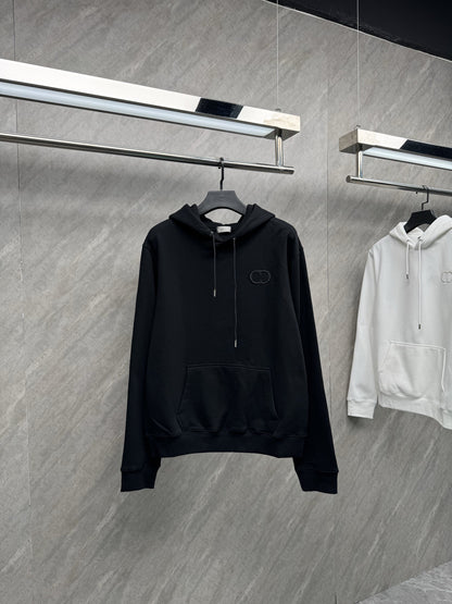 [Ceiling After-sales Support] Real Shot Classic CD Embroidered High-Edition Hooded Fleece-Lined Sweatshirt, Unisex (Copie 6)