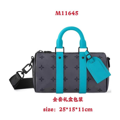 New Keepall-25cm Pillow Bag Embossed Shoulder Bag Roller Bag Cylinder Bag Fashion Crossbody Bag Couple Bag