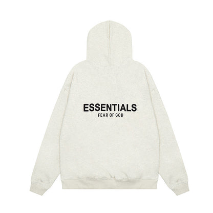 American flocked heavy hooded sweatshirt men's plush couple style winter trendy brand loose hoodie jacket for men and women
