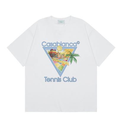 New Casa Casablanca Short Sleeve Correct Edition Ins European and American Niche Trendy Brand Cotton Casual High Street European and American T-shirt