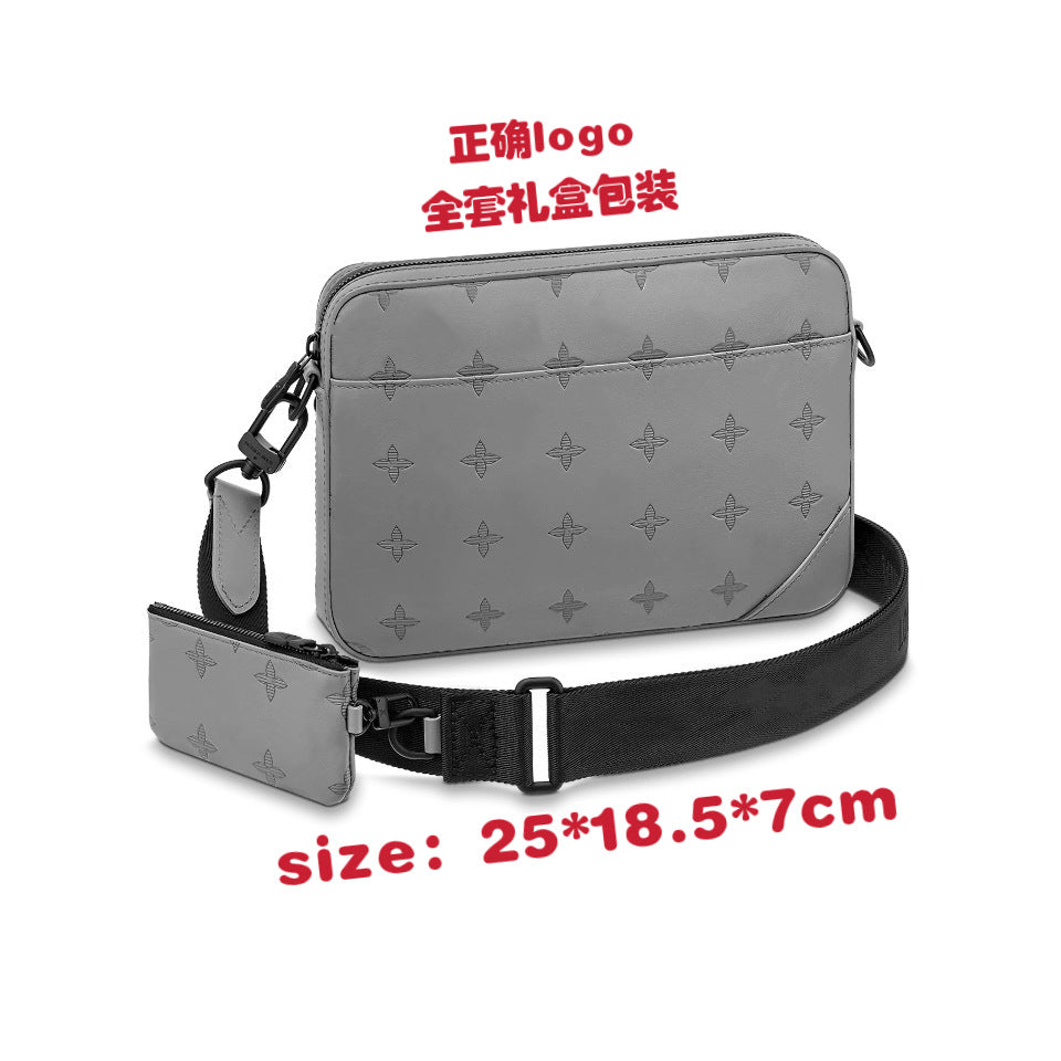 New men's bag, black samurai 3-in-1 bag, shoulder bag, versatile crossbody bag, classic old flower bag, camera bag