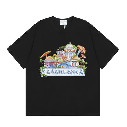 New Casa Casablanca Short Sleeve Correct Edition Ins European and American Niche Trendy Brand Cotton Casual High Street European and American T-shirt