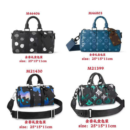 New Keepall-25cm Pillow Bag Embossed Shoulder Bag Roller Bag Cylinder Bag Fashion Crossbody Bag Couple Bag