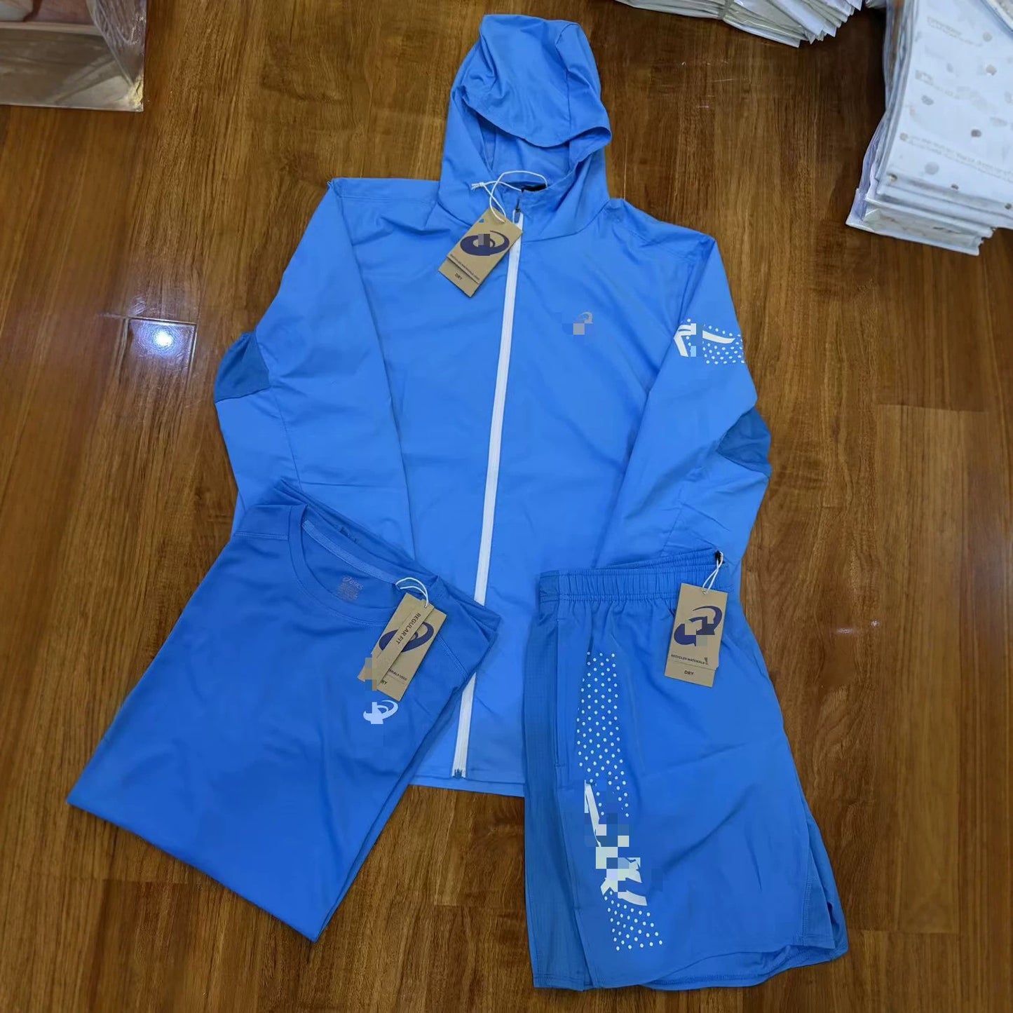 High-end Arthur European and American Cross-border Summer Quick-Dry Sports Casual Breathable Short Sleeve Shorts Jacket Men's Three-Piece Set
