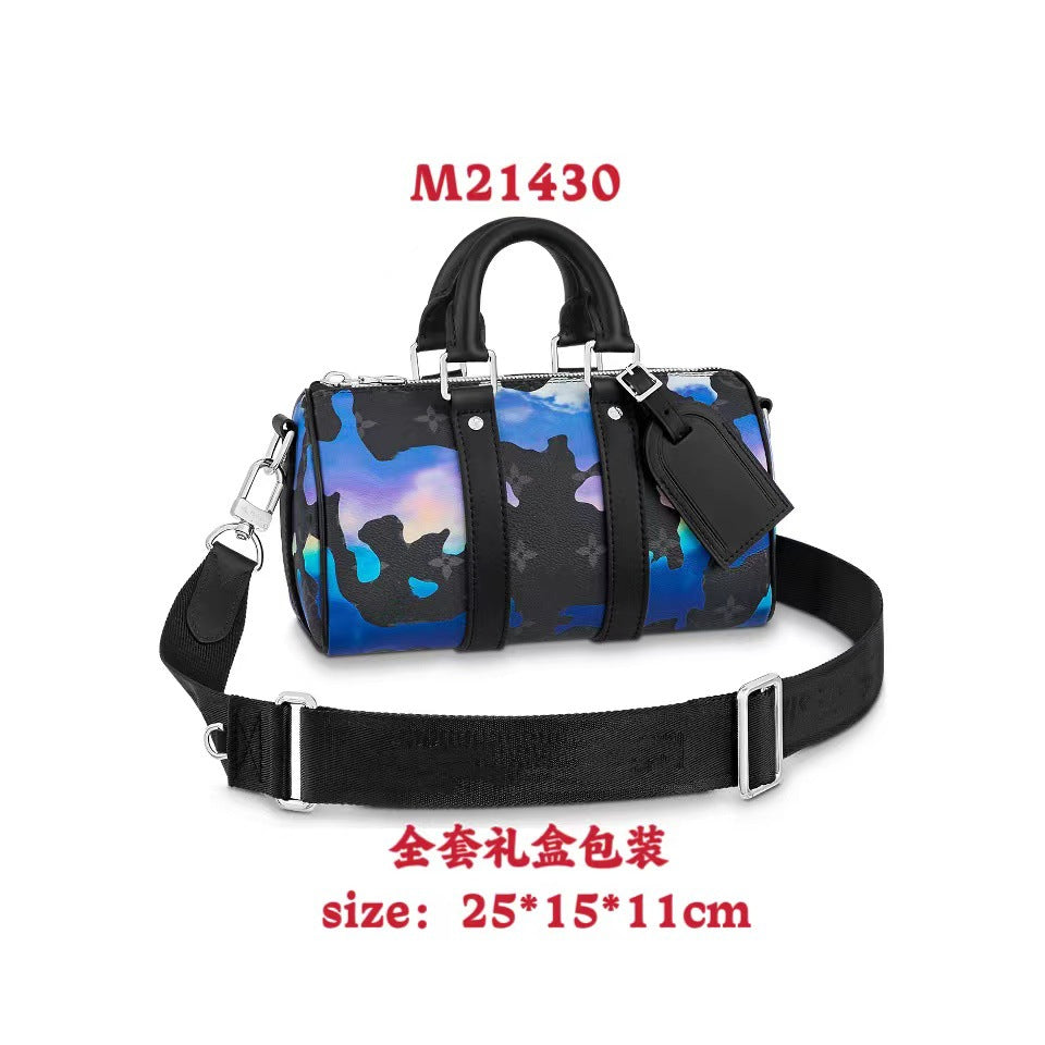 New Keepall-25cm Pillow Bag Embossed Shoulder Bag Roller Bag Cylinder Bag Fashion Crossbody Bag Couple Bag