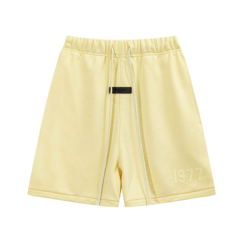 European and American trendy brand 25SS silicone letter logo casual shorts summer loose cropped pants for men and women