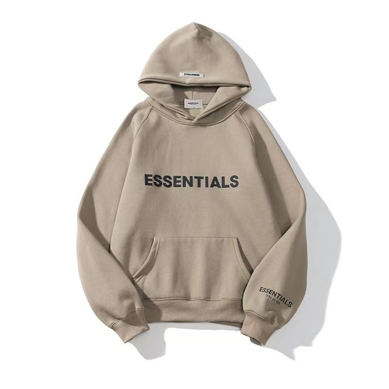 American flocked heavy hooded sweatshirt men's plush couple style winter trendy brand loose hoodie jacket for men and women