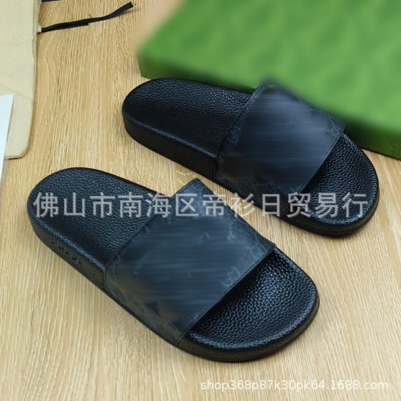 European Station Southeast Asian High Quality Unisex Slippers Thick-soled Stripe Letter Print Anti-Slip Rubber Slippers