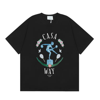 New Casa Casablanca Short Sleeve Correct Edition Ins European and American Niche Trendy Brand Cotton Casual High Street European and American T-shirt