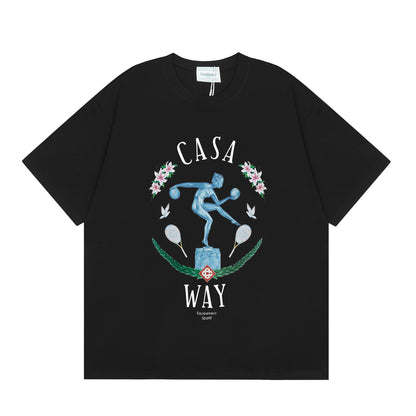 Casa American fashion brand online auction short sleeve men's couple ins summer super hot T-shirt women's top short sleeve loose European version