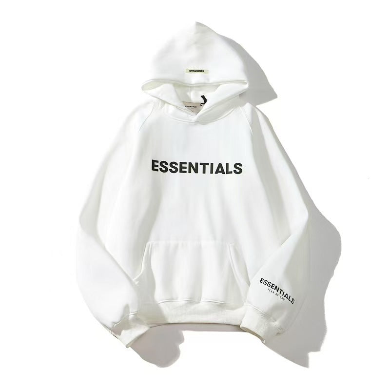 American flocked heavy hooded sweatshirt men's plush couple style winter trendy brand loose hoodie jacket for men and women