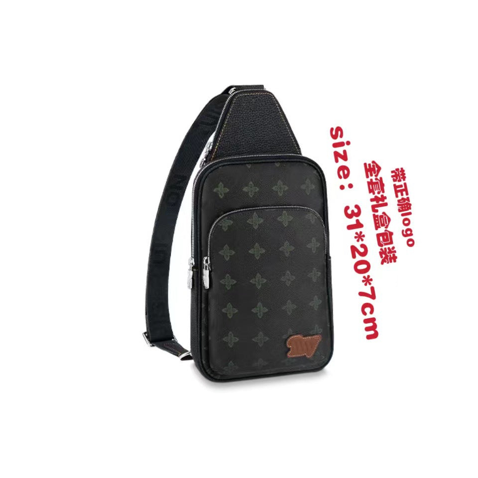 New Men's Chest Bag, Classic Plaid Bag, Shoulder Bag, Crossbody Bag, Fashion Chest Bag, Trend Men's Bag, Large Capacity Chest Bag