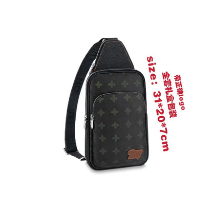 New Men's Chest Bag, Classic Plaid Bag, Shoulder Bag, Crossbody Bag, Fashion Chest Bag, Trend Men's Bag, Large Capacity Chest Bag