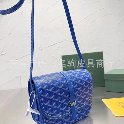 Saddle bag, dogtooth small bag, messenger bag, street fashion, versatile, single-buckle canvas print, unisex bag