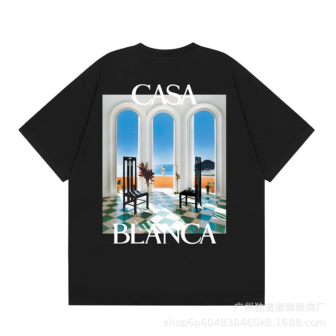 Casa American fashion brand online auction short sleeve men's couple ins summer super hot T-shirt women's top short sleeve loose European version