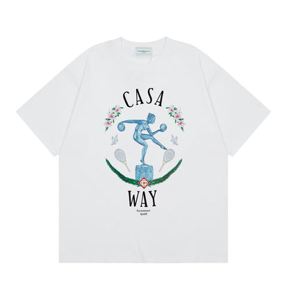 New Casa Casablanca Short Sleeve Correct Edition Ins European and American Niche Trendy Brand Cotton Casual High Street European and American T-shirt