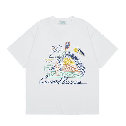 Casa American fashion brand online auction short sleeve men's couple ins summer super hot T-shirt women's top short sleeve loose European version